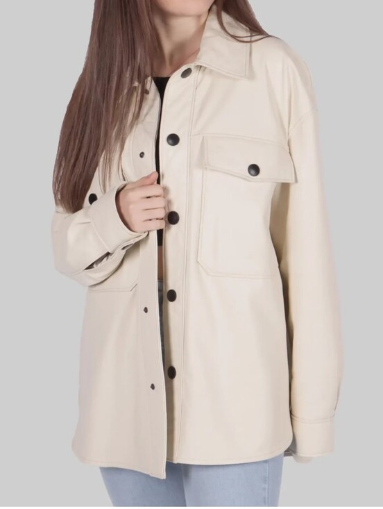 Papermoon Jackets & Blazers - Papermoon - EUC - Cream Faux Leather Shacket